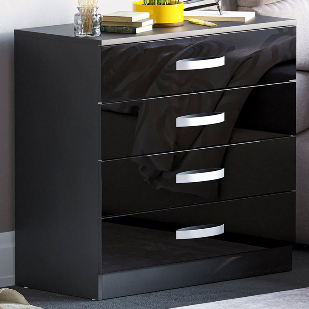 Vida Designs Hulio 4 Drawer Black Chest of Drawers Image 1