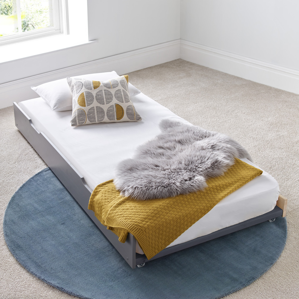Tyler Single Grey Guest Bed and Trundle with Memory Foam Mattresses Image 9
