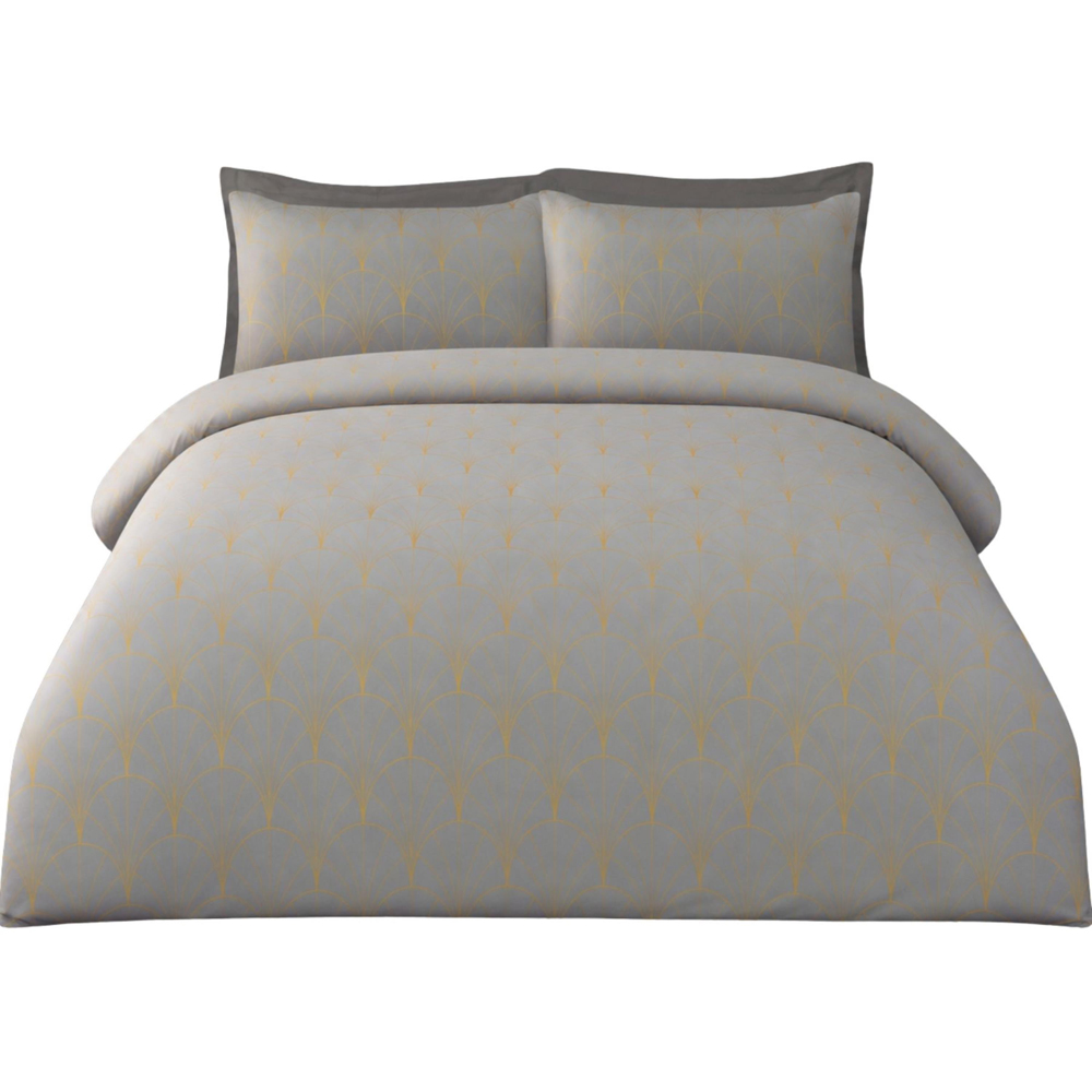 Smart Living King Size Grey Ombre Metallic Deco Duvet Cover Set Image 2