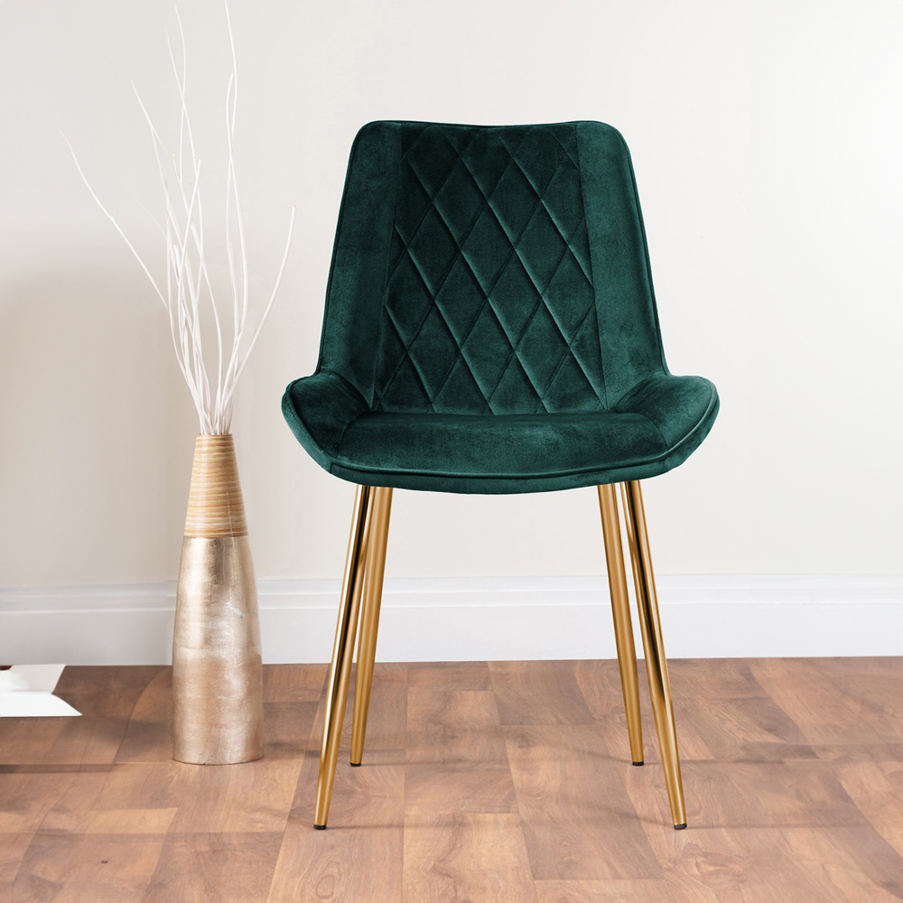 Furniturebox Arona Cesano Marble Effect 6 Seater Dining Set White Gold and Green Image 3