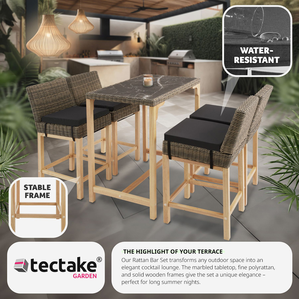 tectake Kutina Latina 4 Seater Poly Rattan Bar Dining Table Nature Image 7