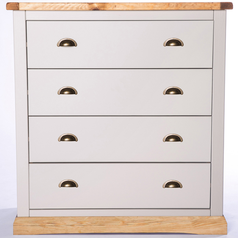 Bomporto 4 Drawer Light Grey Chest of Drawers with Brass Cup Handles Image 3