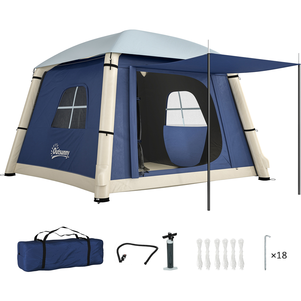 Outsunny 2 Person Inflatable Camping Tent Dark Blue Image 3