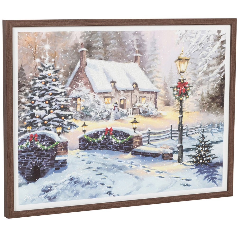 Macneil Snowy LED Cottage Framed Print Image 3