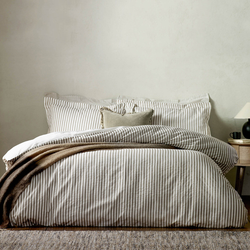 Yard Hebden Single Melange Stripe Cotton Mole Duvet Set Image 1