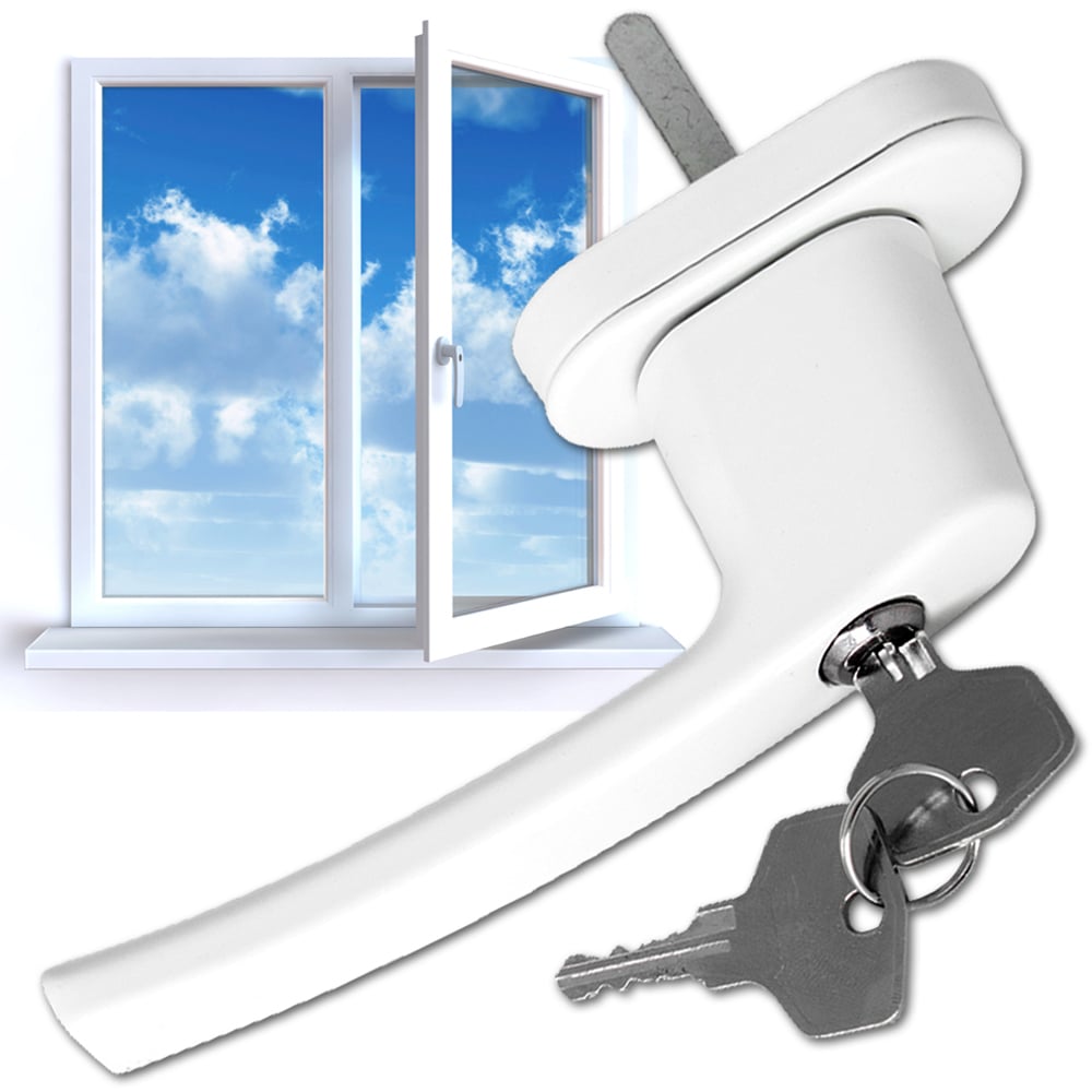 tectake White Lockable Window Handle 8 Pack Image 4