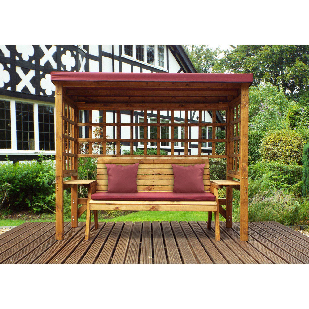 Charles Taylor Wentworth 3 Seater Arbour with Burgundy Roof Cover Image 9