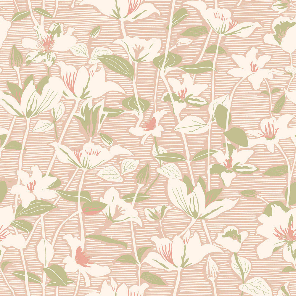 Hoopla Walls Oasis Lino Leaves Blue and Sage Wallpaper Image 1