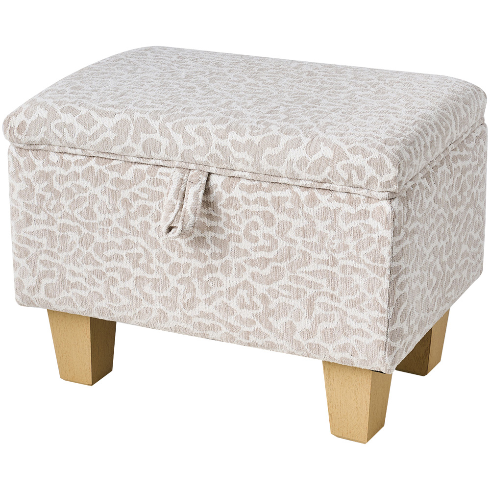Living and Home Light Brown Linen Leopard Print Storage Ottoman Image 2