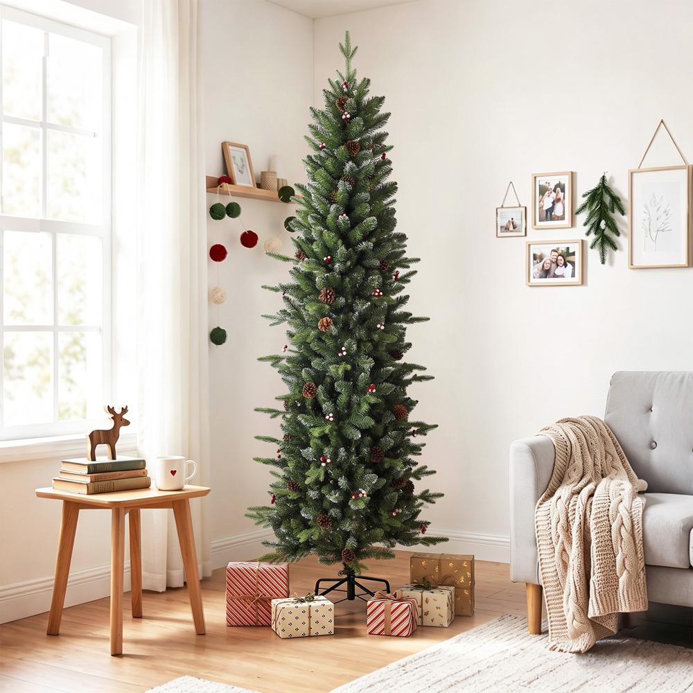 HOMCOM Green Slim Gracious Pine Artificial Christmas Tree with 904 Branch Tips Image 7