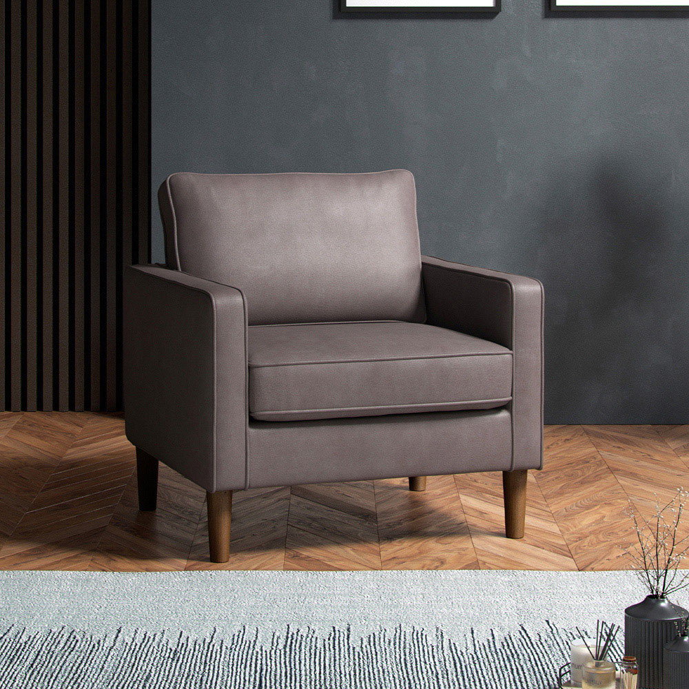 Bexhill 5 Seater Grey Faux Leather Sofa Suite Image 6
