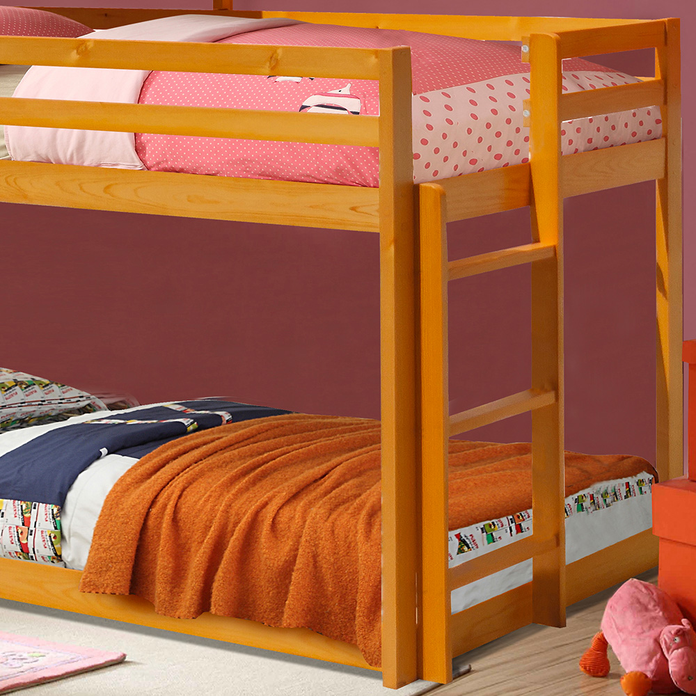 Comfy Living House Style Caramel Wooden Bunk Bed Image 3