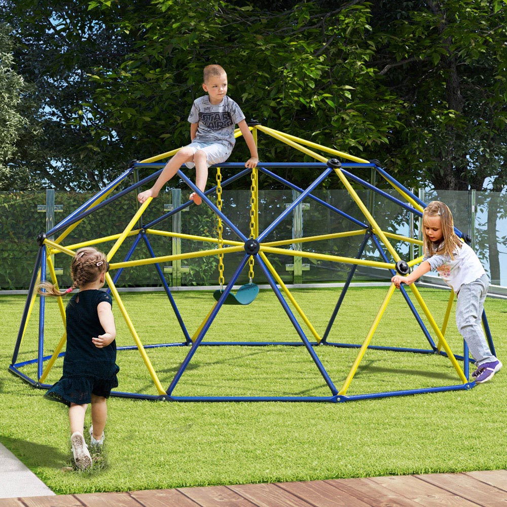 Costway Yellow Kids Climbing Dome and Jungle Gym Playground Set Image 2