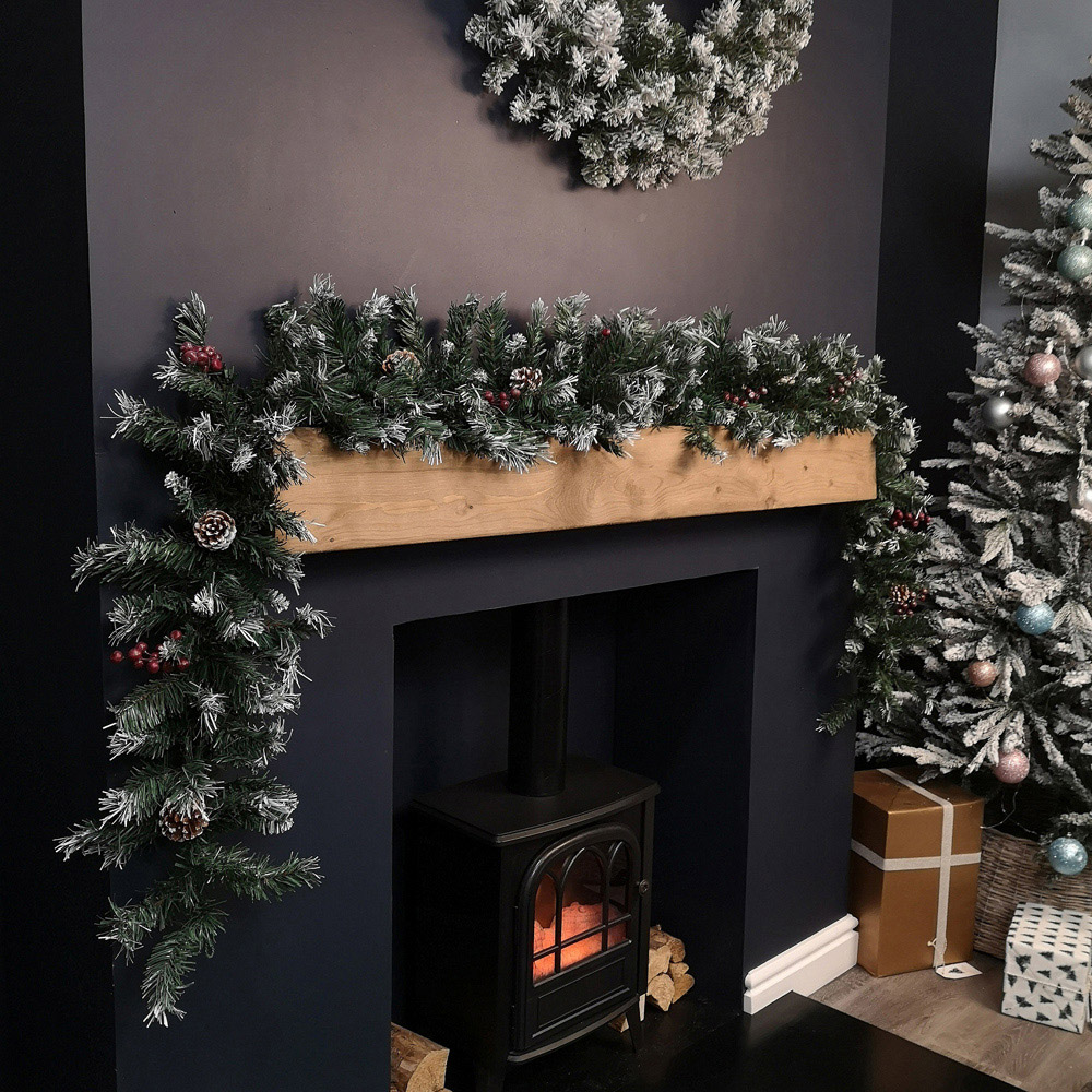 Samuel Alexander Mixed Needle Christmas Garland with Pine Cones and Red Berries 2.7m Image 6