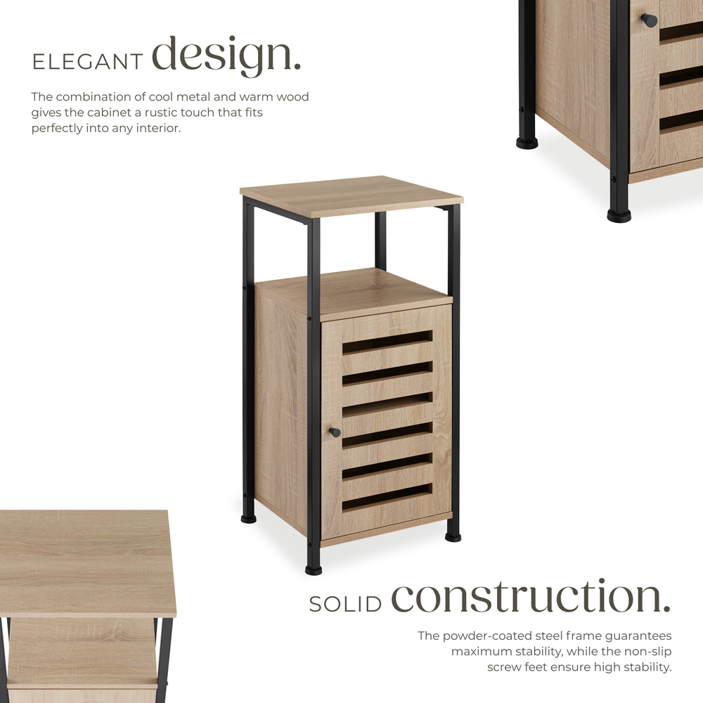 Tectake Durham Single Door Single Shelf Sonoma Oak Bedside Table Image 4