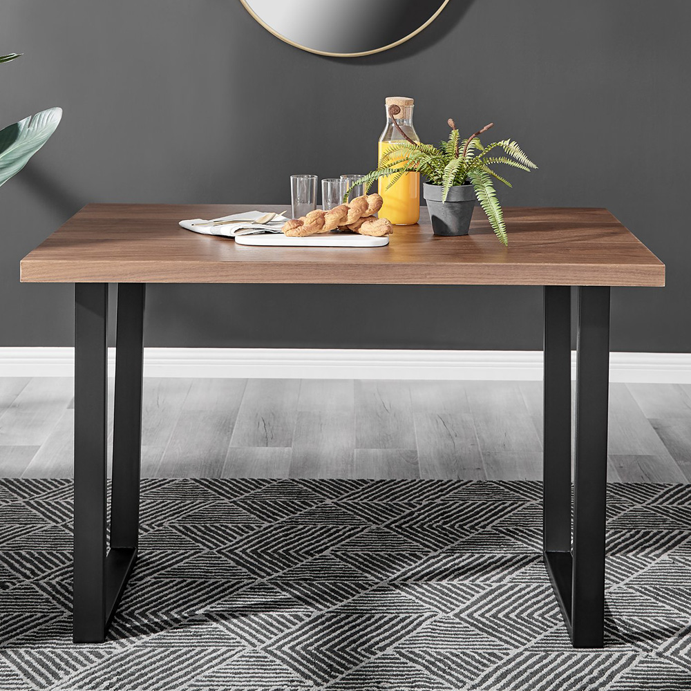 Furniturebox Solo Harley 4 Seater Dining Set Wood Effect and Taupe Image 2