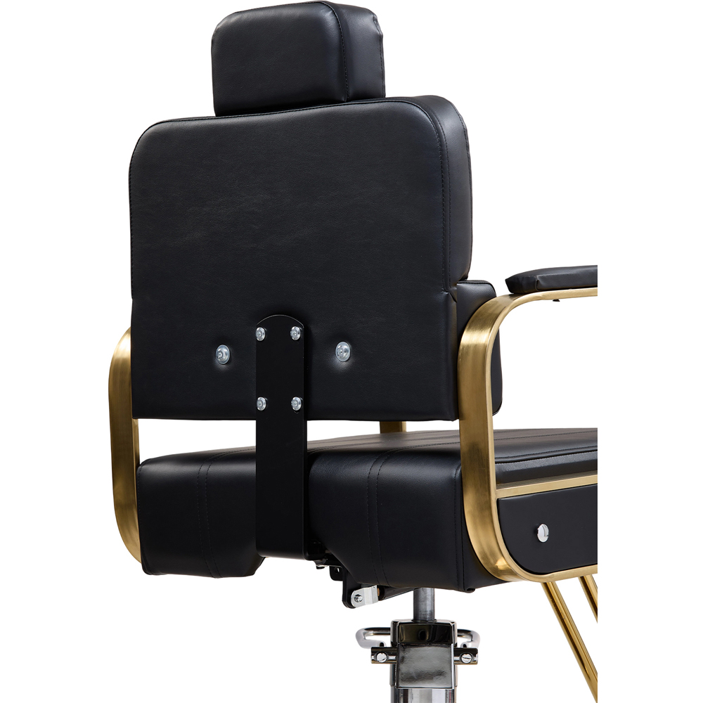 Living and Home Black and Gold Reclining Barber Chair with Hydraulic Lift Image 3