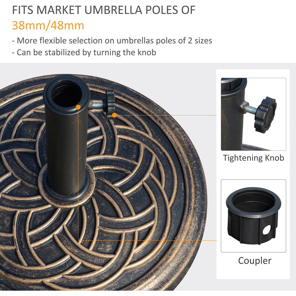 Outsunny Bronze Tone Round Parasol Base 11.5kg Image 4