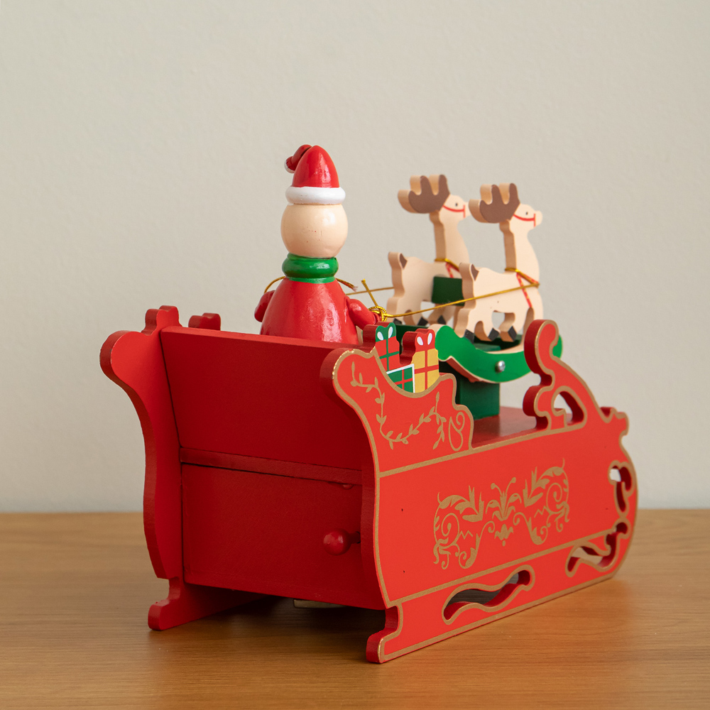 Samuel Alexander Musical Santa Sleigh Decoration with Moving Reindeer 17cm Image 6