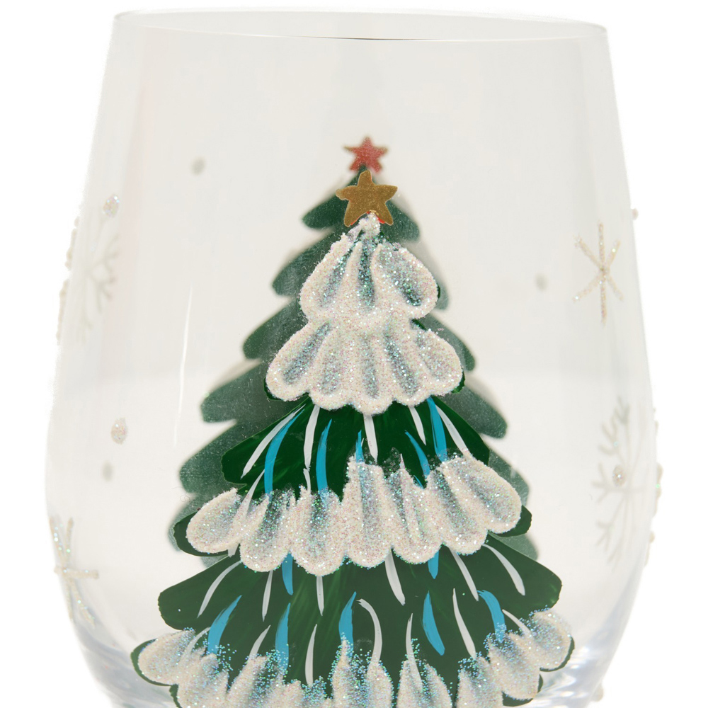 Embossed Paint Christmas Tree Tumbler Glass Image 2