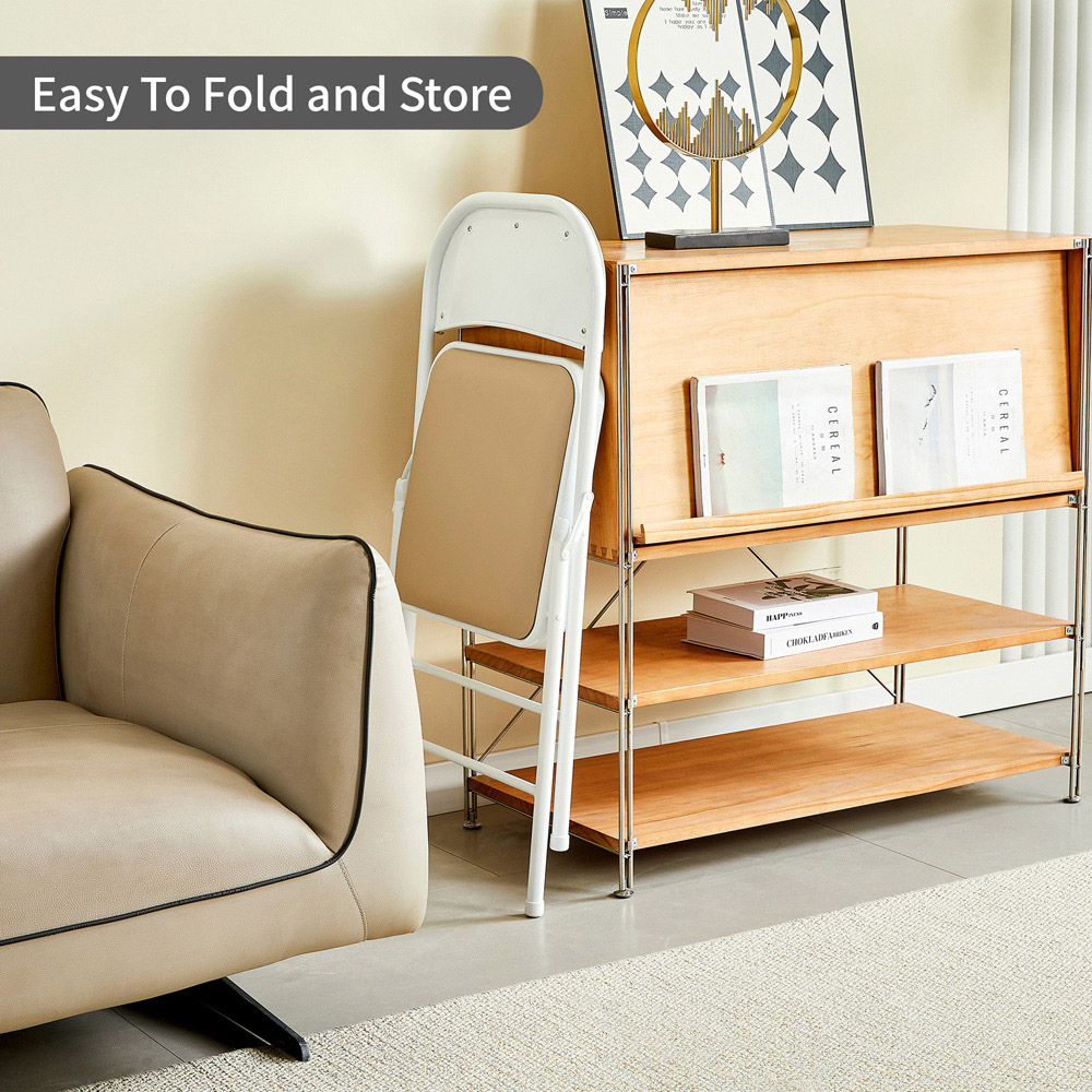 Set of 6 Grey Padded Folding Metal Dining Chairs Image 7