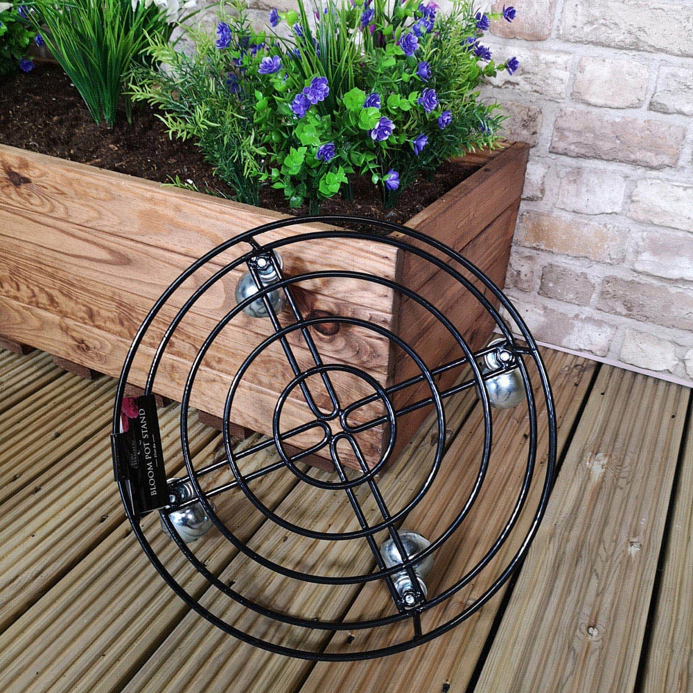 Samuel Alexander Black Heavy Duty Metal Garden Pot Stand 27cm Image 5