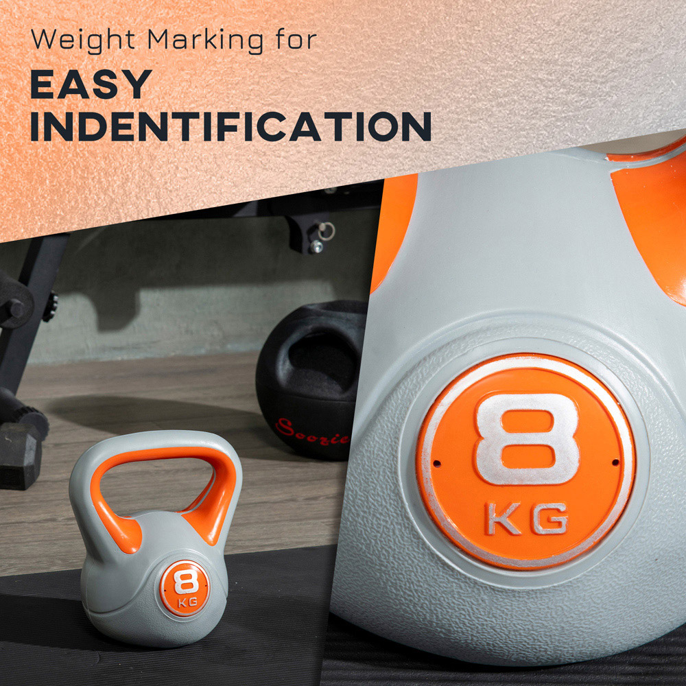 SPORTNOW Orange and Grey Kettle Bell with Handle 8kg Image 5