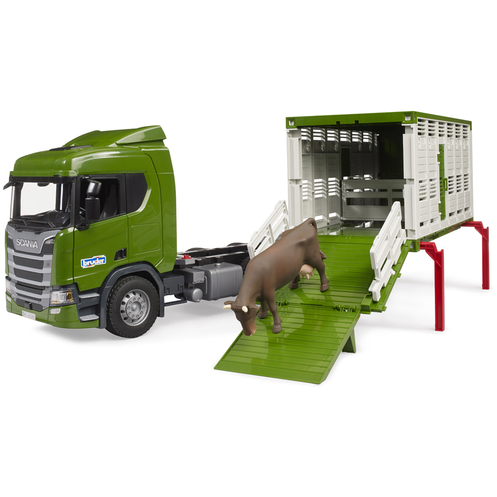 Bruder Kids Scania Super 560R Cattle Transportation Truck with Cattle Playset Model Image 6
