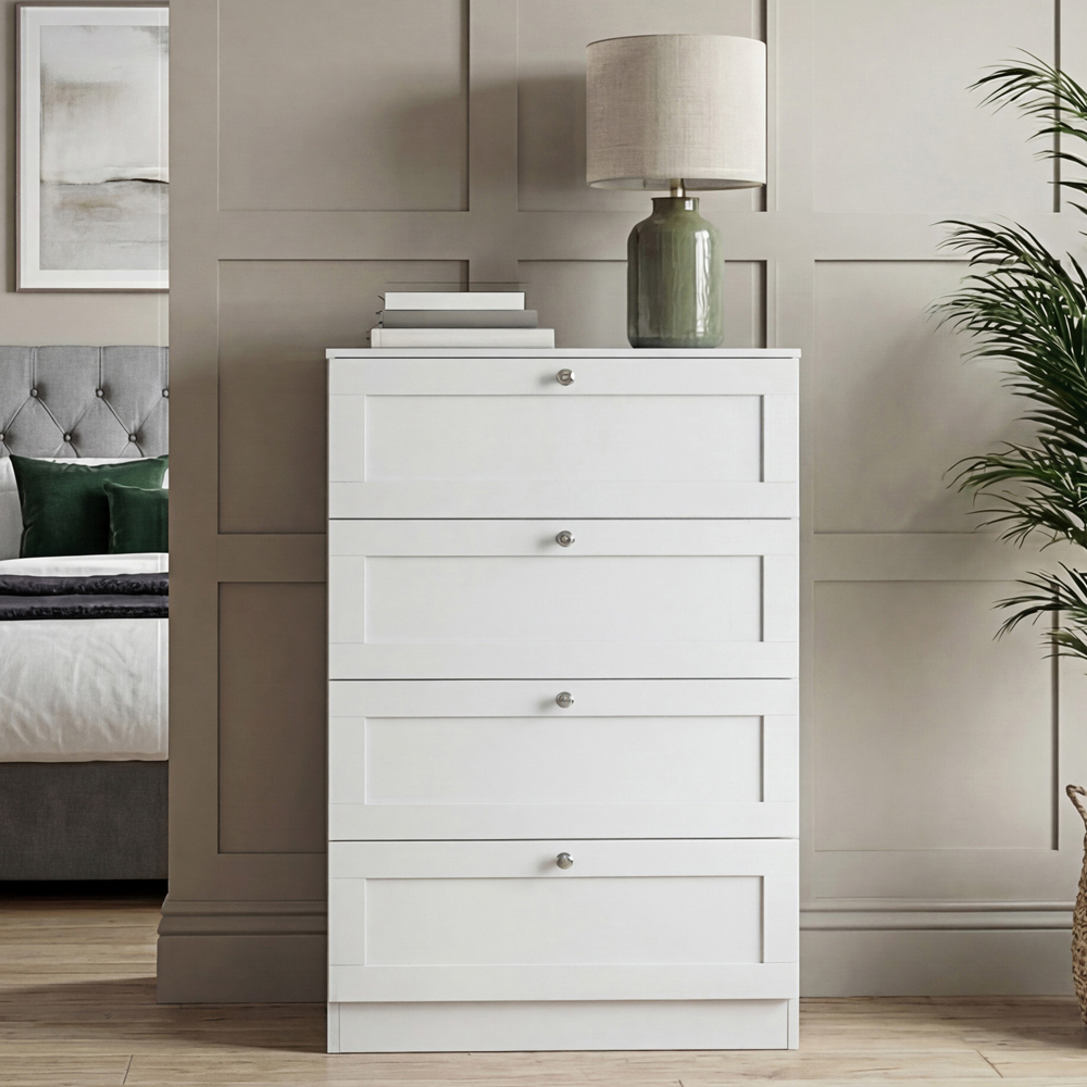 VIDA DESIGNS Altino 4 Drawer White Shaker-Style Chest of Drawers Image 4