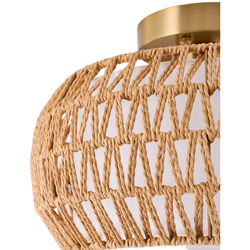 Living and Home Gold and Yellow Hemp Rope E27 Ceiling Light Image 5