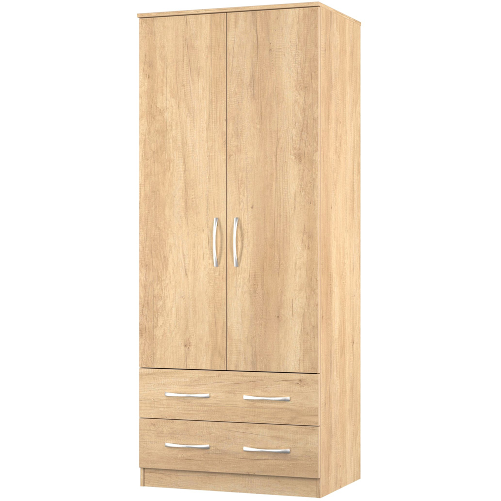 Crowndale Avon 2 Door 2 Drawer Nebraska Oak Wardrobe Ready Assembled Image 4