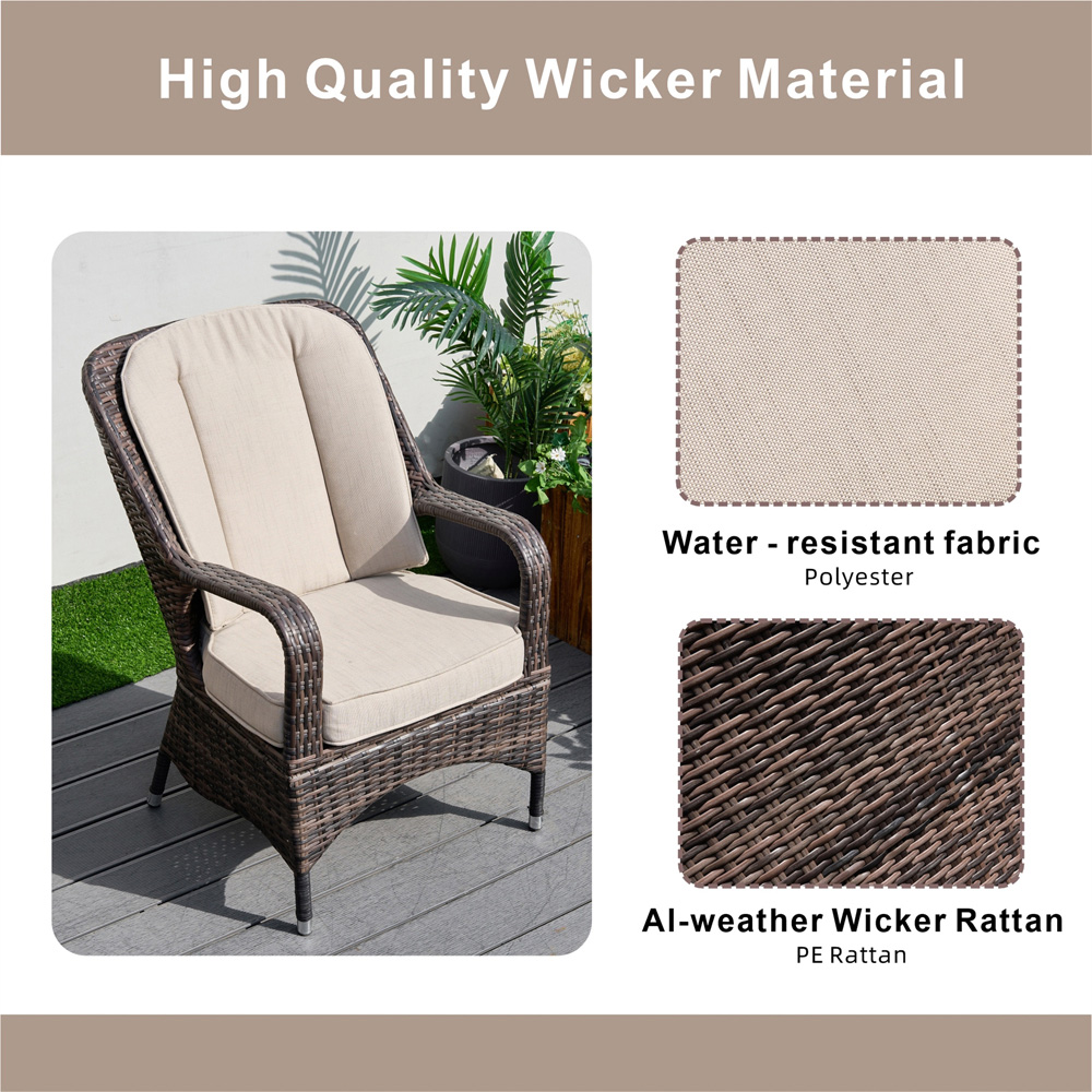 Direct Wicker Set of 2 Brown PE Rattan Outdoor Dining Chairs Image 4