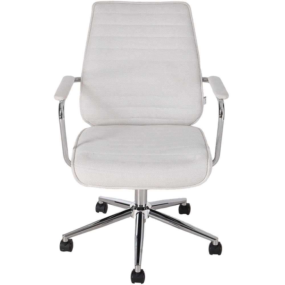 Living and Home White Chenille Swivel and Adjustable High Back Retro Office Chair Image 3