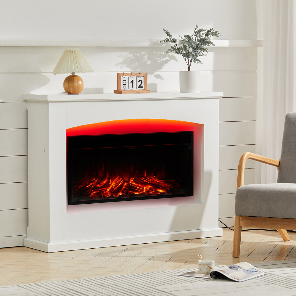 Living and Home Matt White Electric Fireplace with Remote Image 6