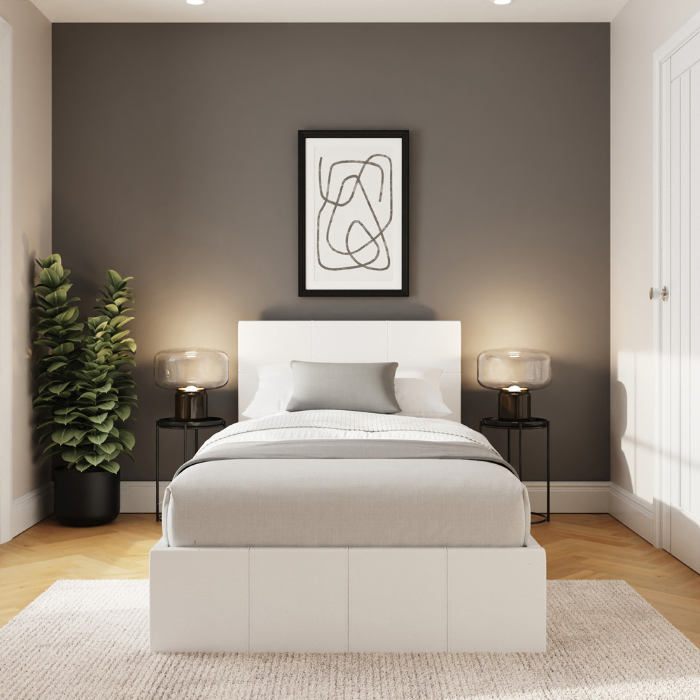 GFW Single White Faux Leather End Lift Ottoman Bed with Bonnell Mattress Image 7