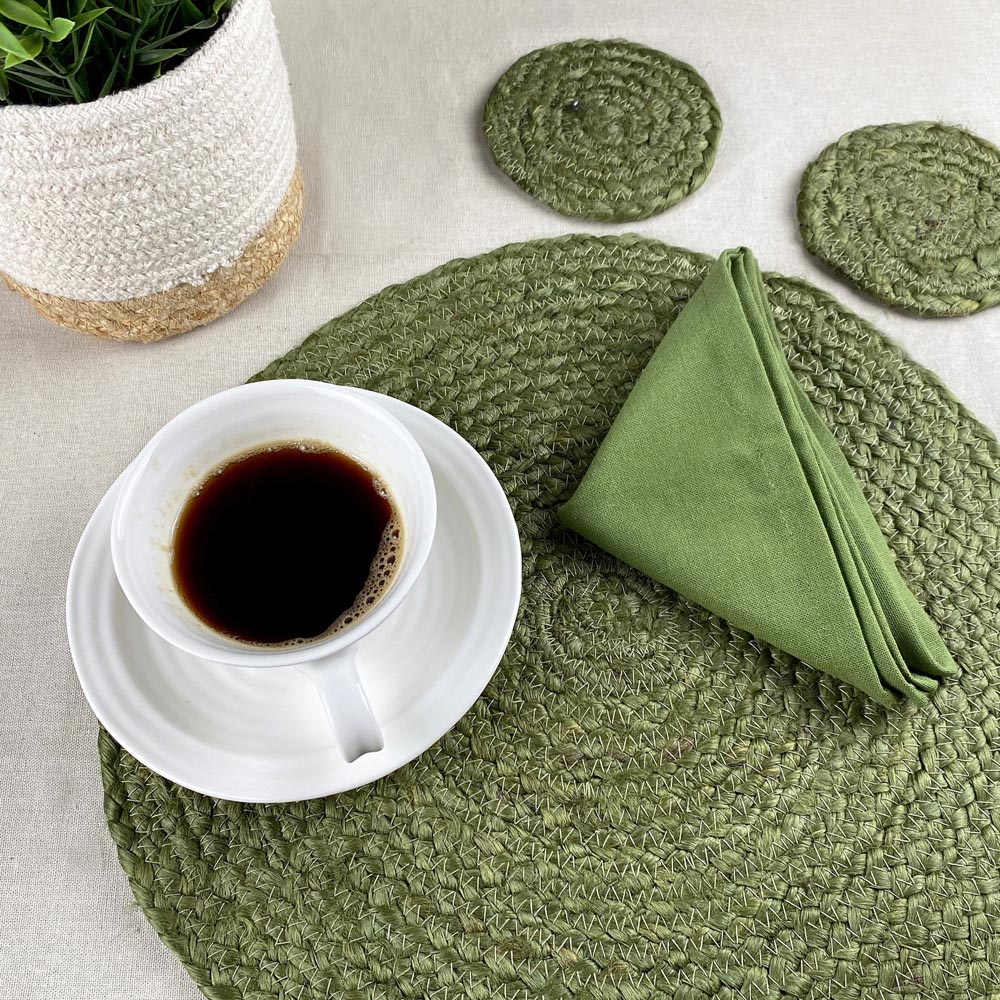 Ure Olive Green Jute Placemat Set of 2 Image 2