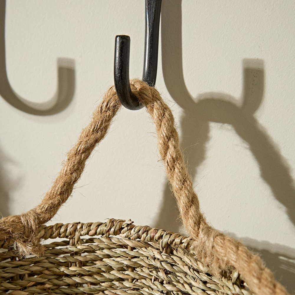 Dibor Natural Seagrass Woven Rope Finish Wall Basket Image 3