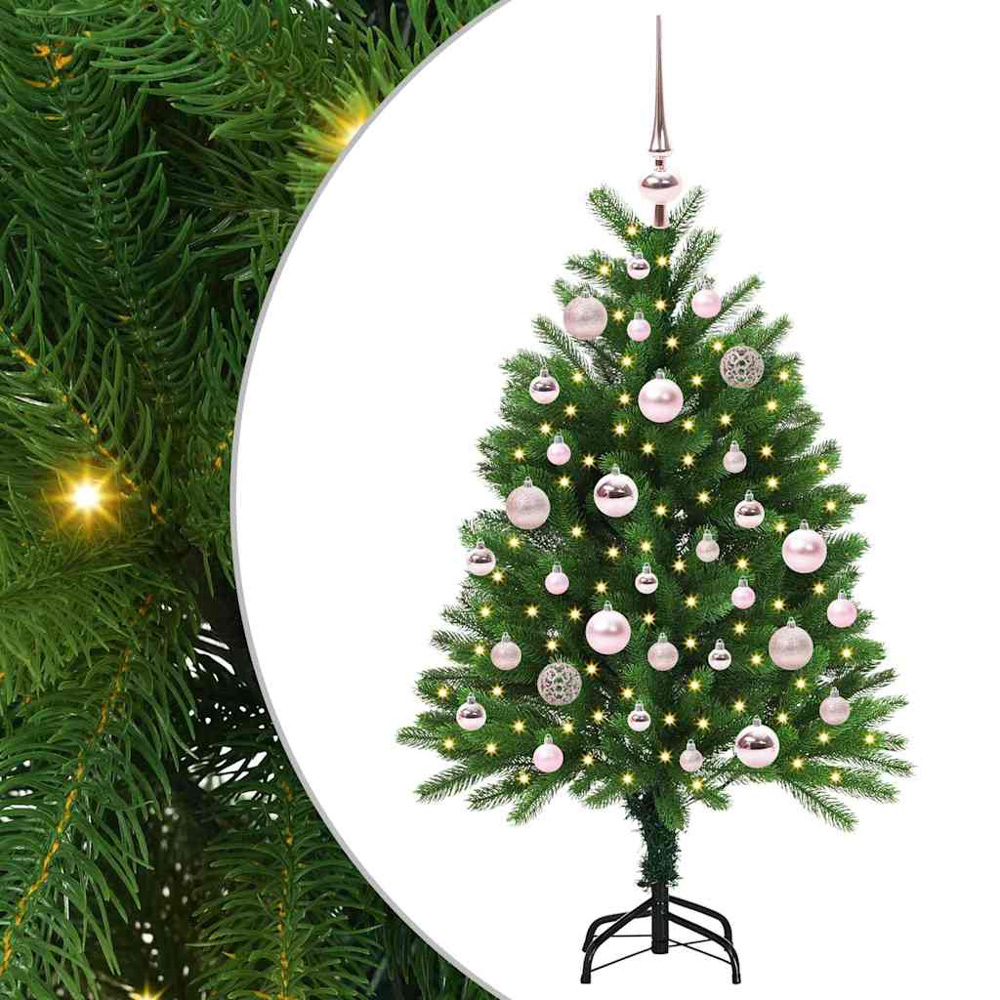 vidaXL Pre-Lit Pink Baubles Green Artificial Christmas Tree 4ft Image 2