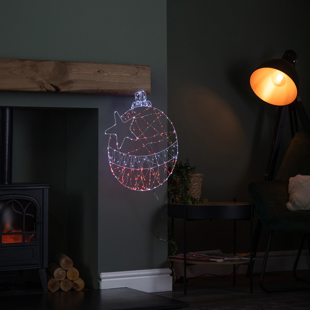 Samuel Alexander 240 Red White LED Light-Up Twinkling Christmas Ball Dewdrop Silhouette 52 x 42cm Image 9