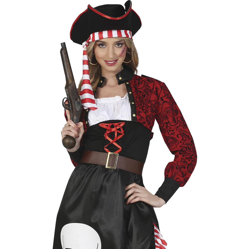 Fiestas Guirca Adult Burgundy and Black Pirate Halloween Costume Extra Large 44 to 46 Years Image 2
