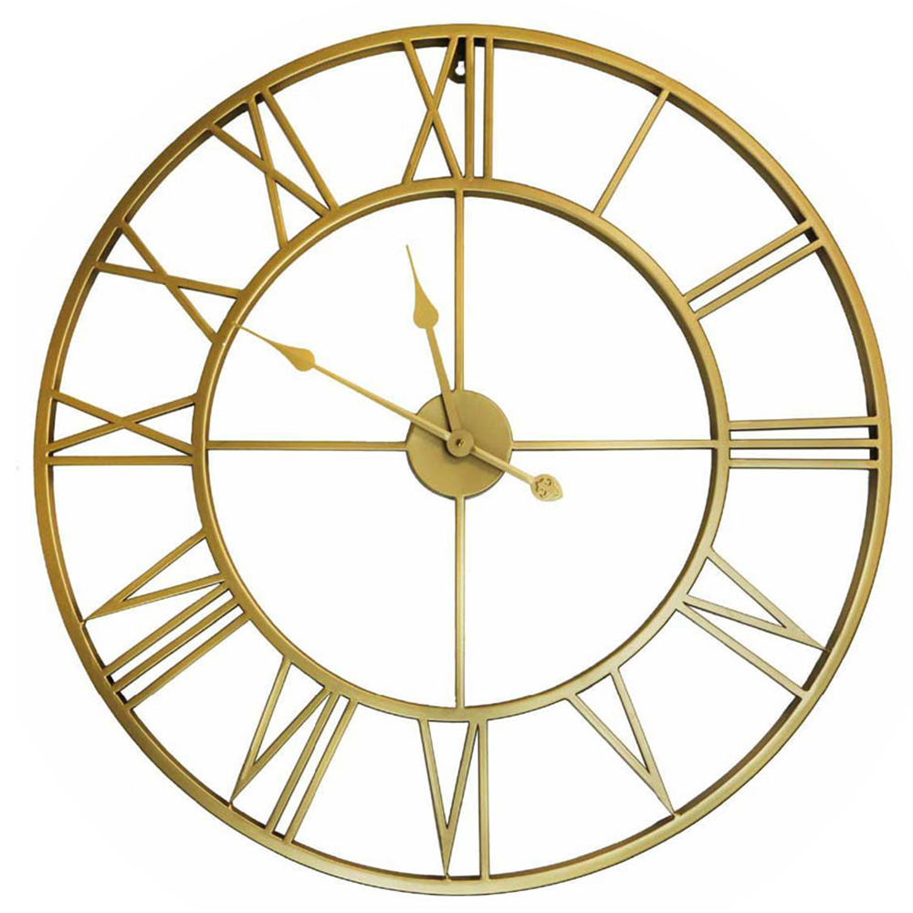 WALPLUS Gold Roman Numbers Wall Clock 76cm Image 1