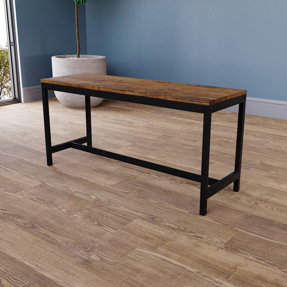 Vida Designs Roslyn 4 Seater Metal Frame Dining Bench Set Dark Wood Image 7