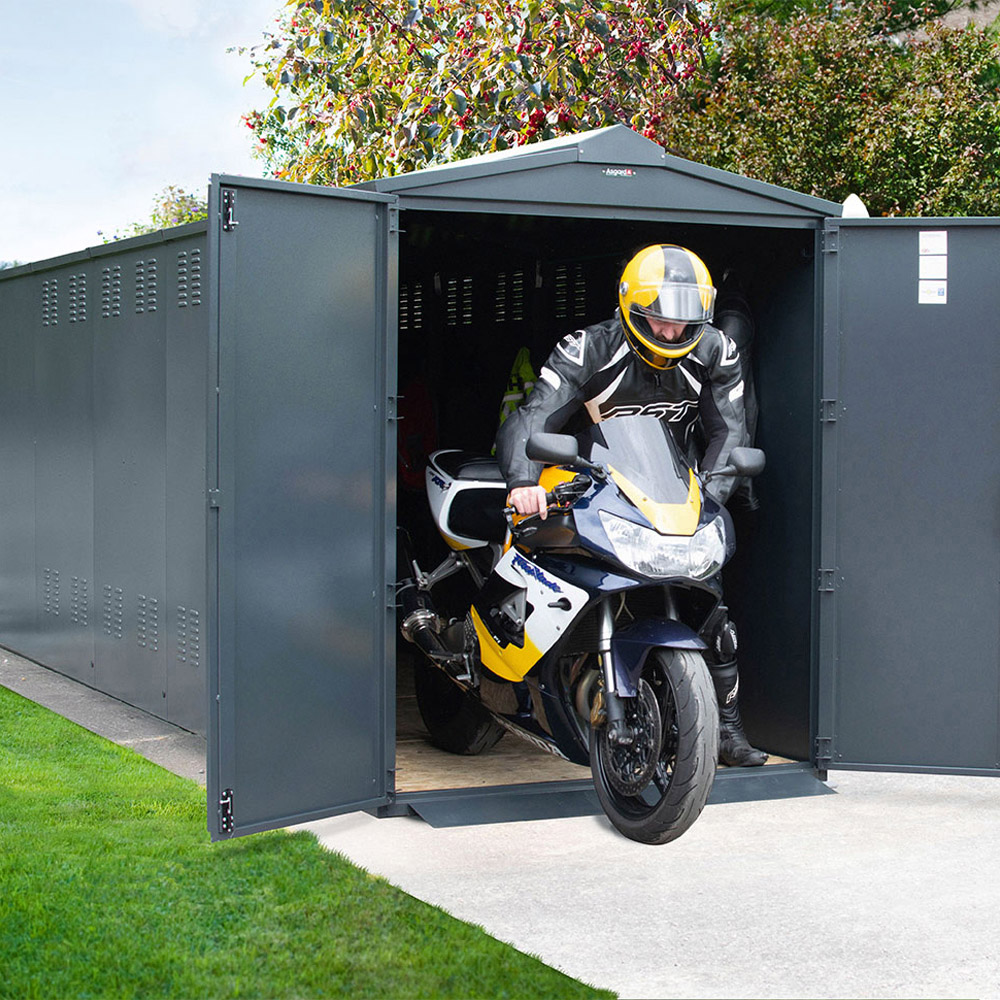Asgard Centurion 5x 18ft Double Door Cream High Security Apex Motorcycle Garage Image 2