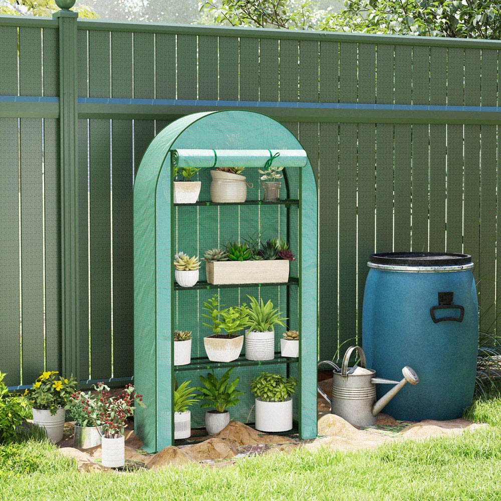 Outsunny Green 4 Shelf PE Cover 3.4 x 1.4ft Mini Greenhouse Image 2