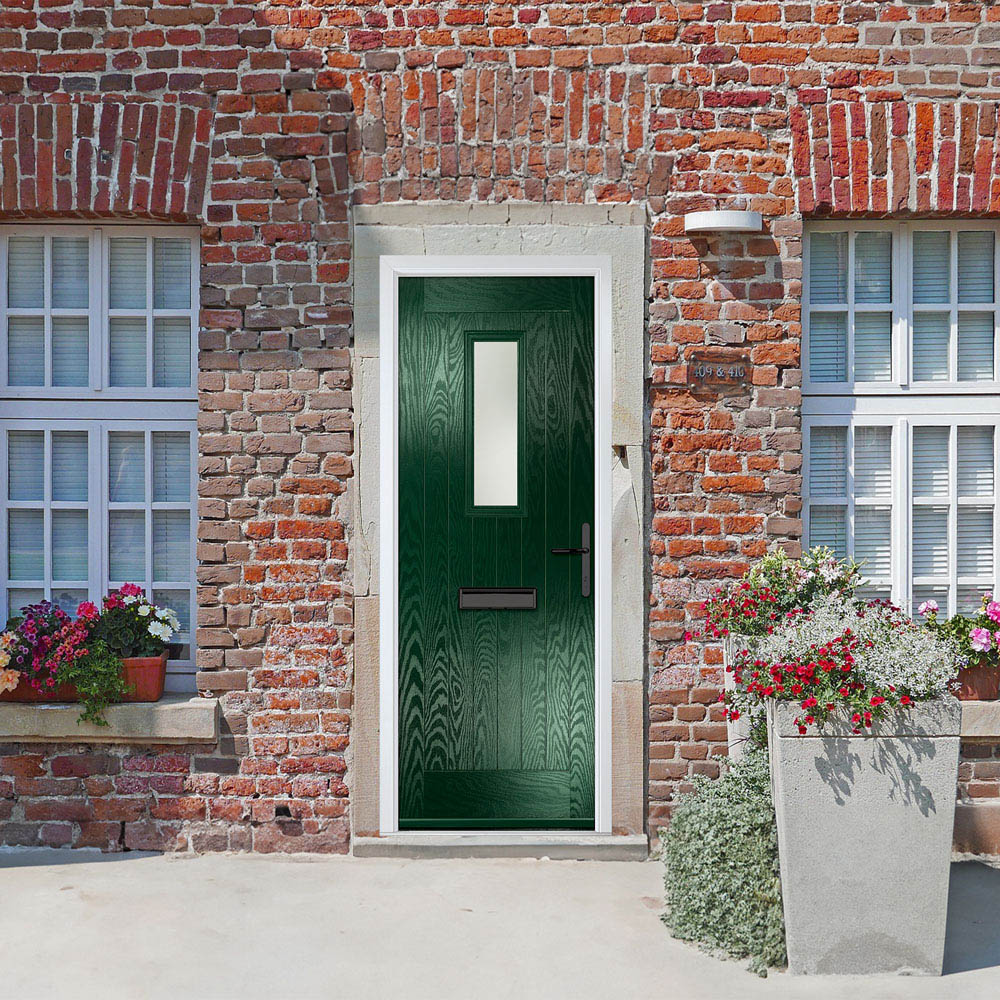 Crystal-Direct Sunningdale Green GRP Clear Glass Left Hand Open Front Door 2090 x 920mm Image 2