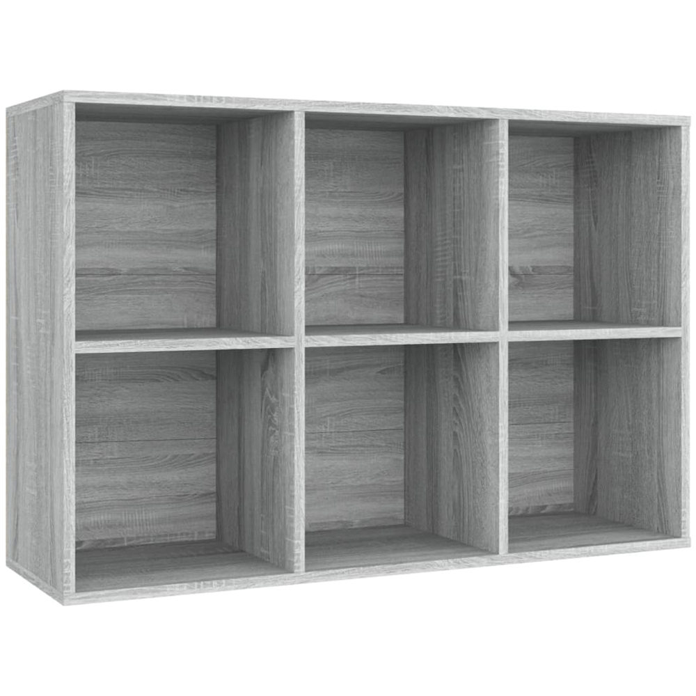 vidaXL 6 Shelf Grey Sonoma Bookcase Image 4