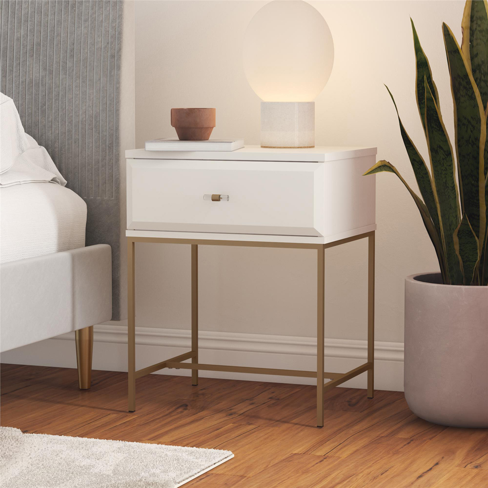 Dorel Effie Single Drawer White Nightstand Image 7
