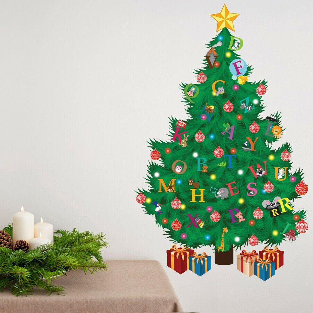 Walplus Christmas Tree with Learning Alphabets Self Adhesive Christmas Wall Sticker Image 1