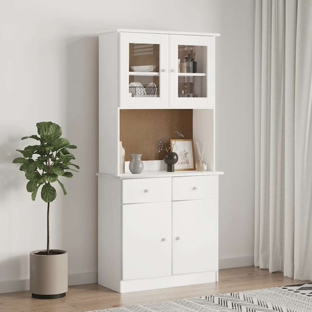vidaXL Alta 2 Door White Solid Wood Pine Dresser Top Storage Unit Image 8