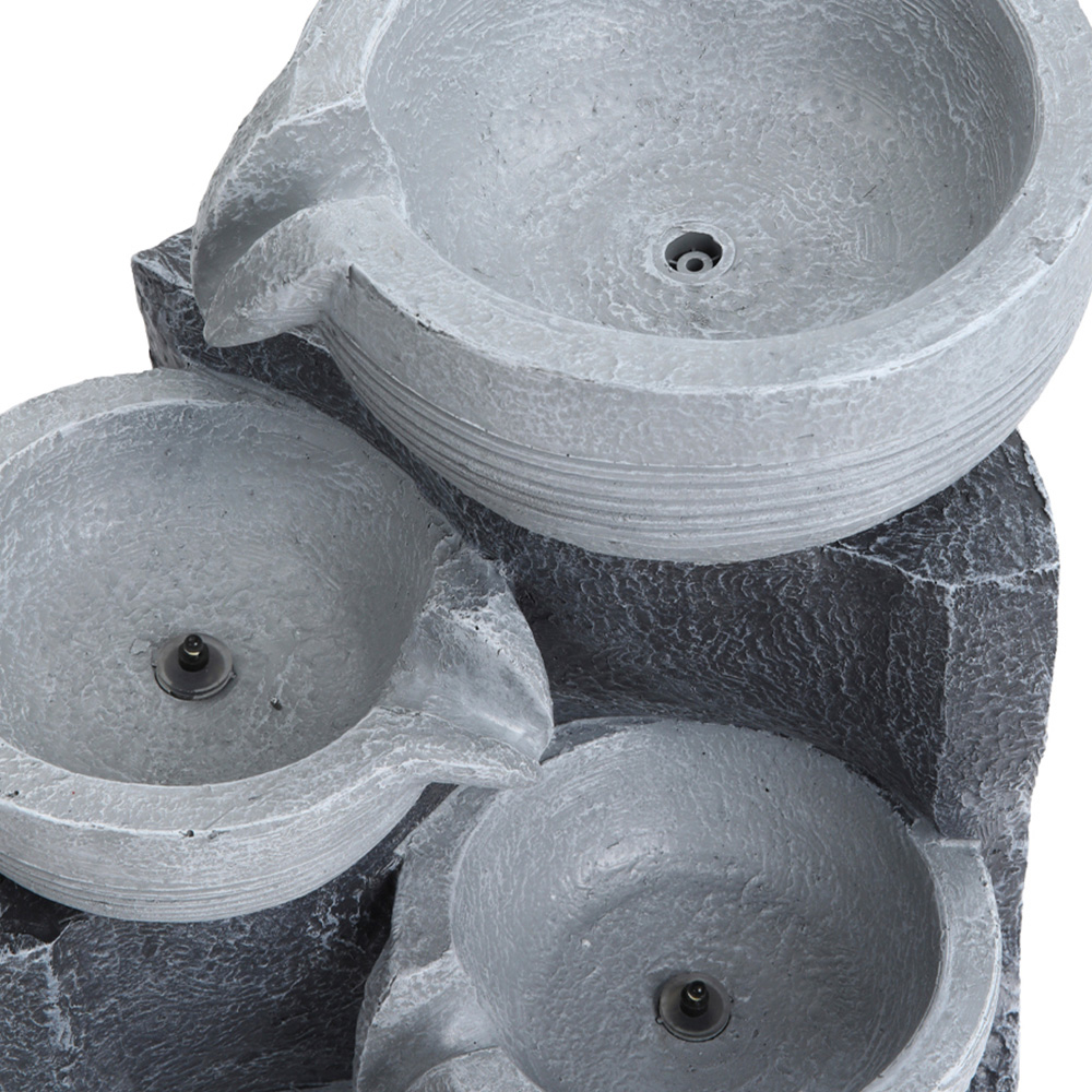 Living and Home 4 Tier LED Bowl Rockery Solar Powered Outdoor Waterfall Fountain Image 3